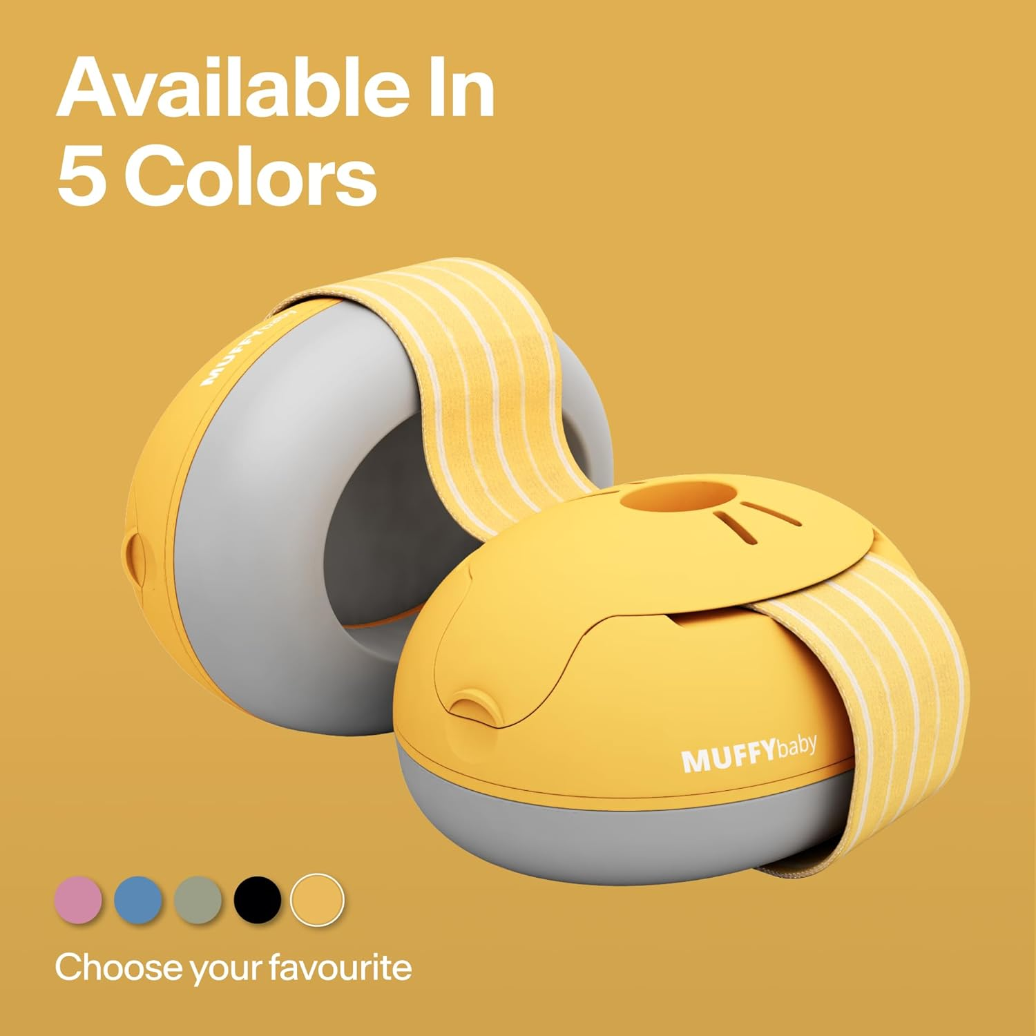 Alpine Muffy Baby Ear Protection for Babies and Toddlers up to 36 Months - CE & ANSI Certified - Noise Reduction Earmuffs - Comfortable Baby Headphones against Hearing Damage & Improves Sleep - Yellow - Green image number 4