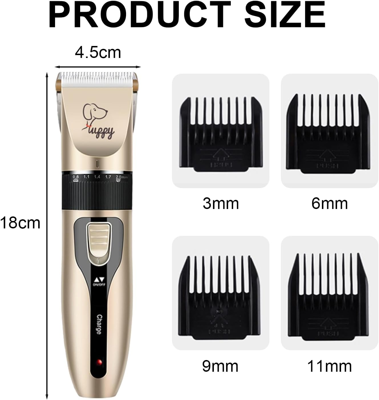 Dog Clippers, Dog Grooming Kit, Rechargeable with Comb Guide. Pet Grooming Kit, Dog Nail Polisher/File/Scissors. with 4 Cutter Heads for Dogs, Cats and Other Pets image number 4