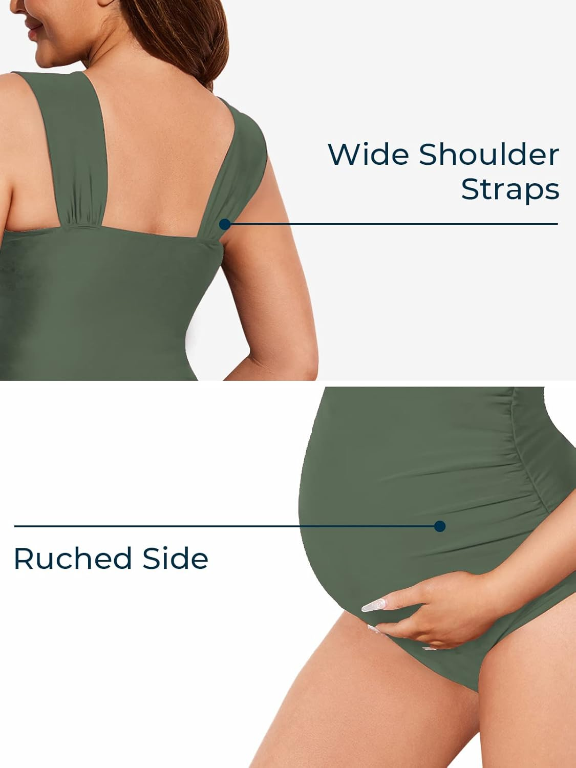 Summer Mae Maternity Swimsuit for Women Cutout Criss Cross One Piece Bathing Suit Ruched Pregnancy Swimwear image number 3