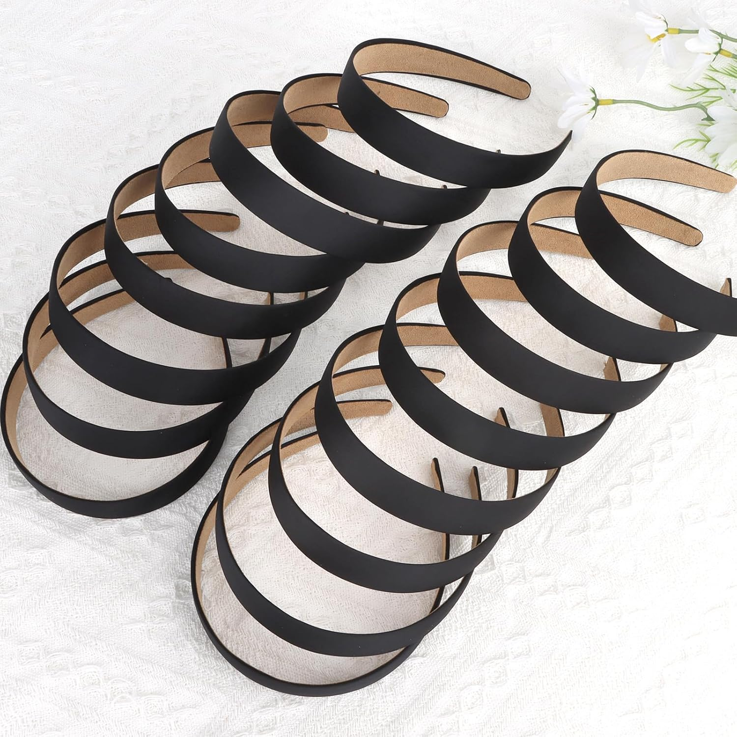 Semato 16 Pcs Black Headbands for Women and Girls 1 Inch Non-Slip Hair Bands Dseign DIY Craft Hair Accessories image number 1