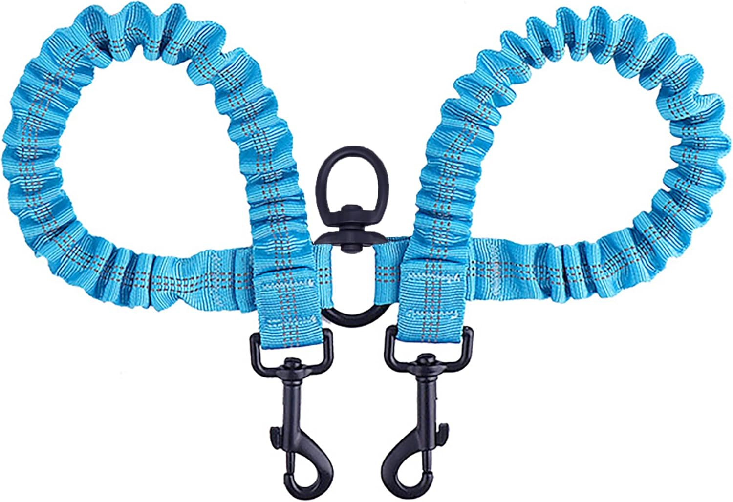 BAOBOTE Pet Double Dog Leash, Shock Absorbing Reflective Bungee Lead Walk 2 Dogs with Ease, 360&deg; Swivel No Tangle Double Dog Walking & Training Leash, Dual Dog Leash for 6-120Lbs Dogs (Black)