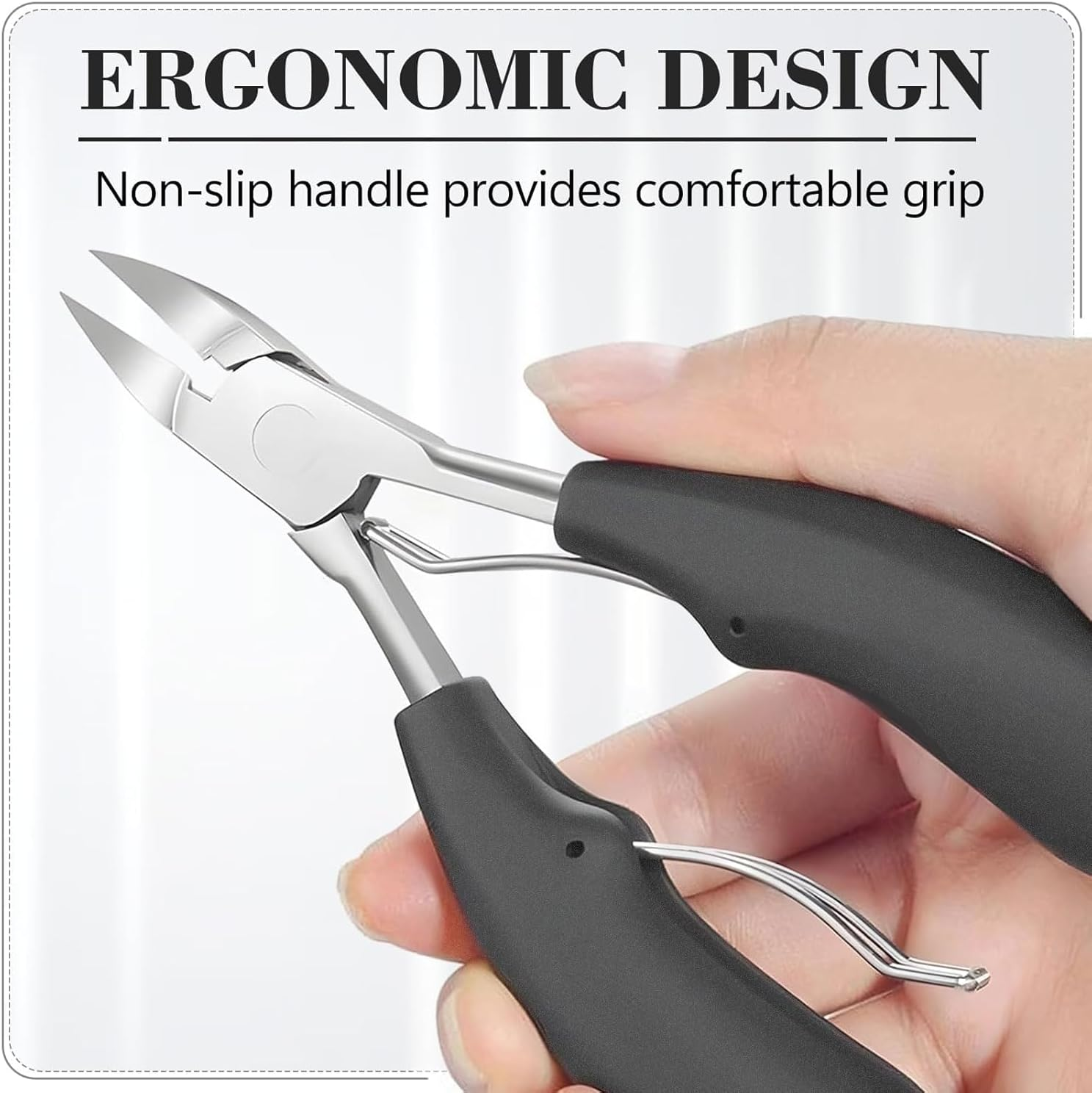 Cuticle Trimmer for Thick & Ingrown Nails - Stainless Steel Pedicure Tool with Sharp Curved Blade - Ingrown Toenail Treatment for Men, Women, Seniors - Podiatrist-Recommended Foot Care Kit（Black） image number 6