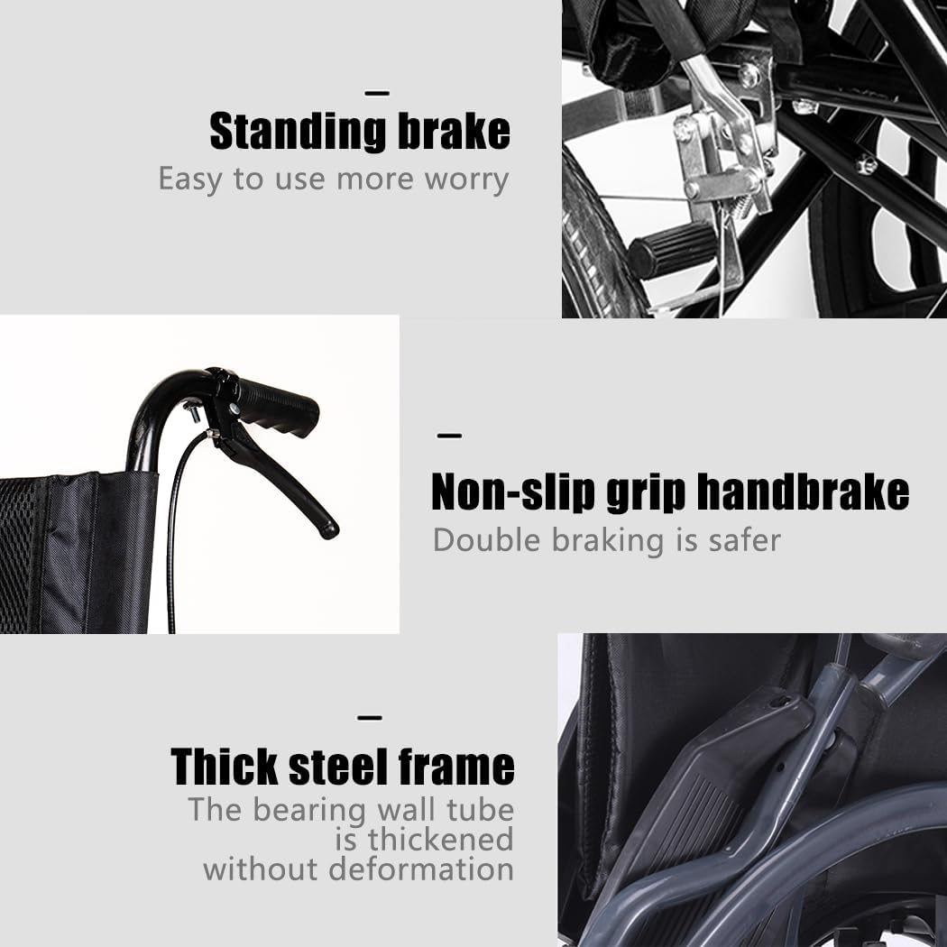 Lightweight Foldable Wheelchair with Park Brakes and Soft Comfort Features &ndash; Ideal for Elderly and Disabled Users (20 INCH BLUE with Free Flip Armrests) image number 6