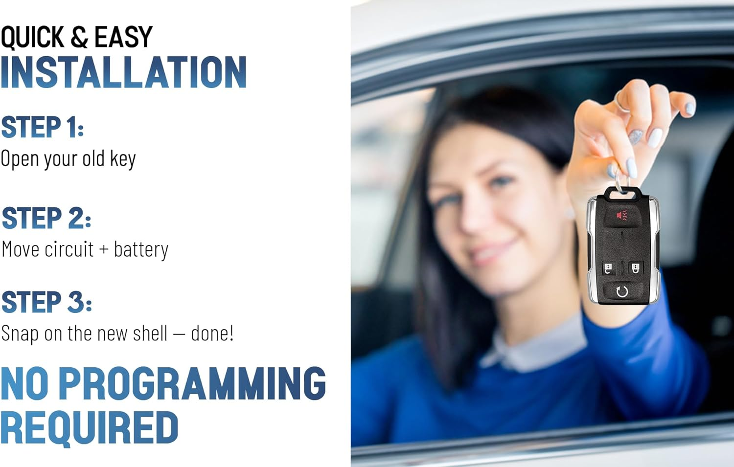 SKS Replacement Key Fob Cover for 2014 2015 2016 2017 2018 2019 Chevrolet Chevy Silverado Suburban Tahoe GMC Sierra Yukon 4 Button Shell M3N-32337100, No Programming Required image number 2