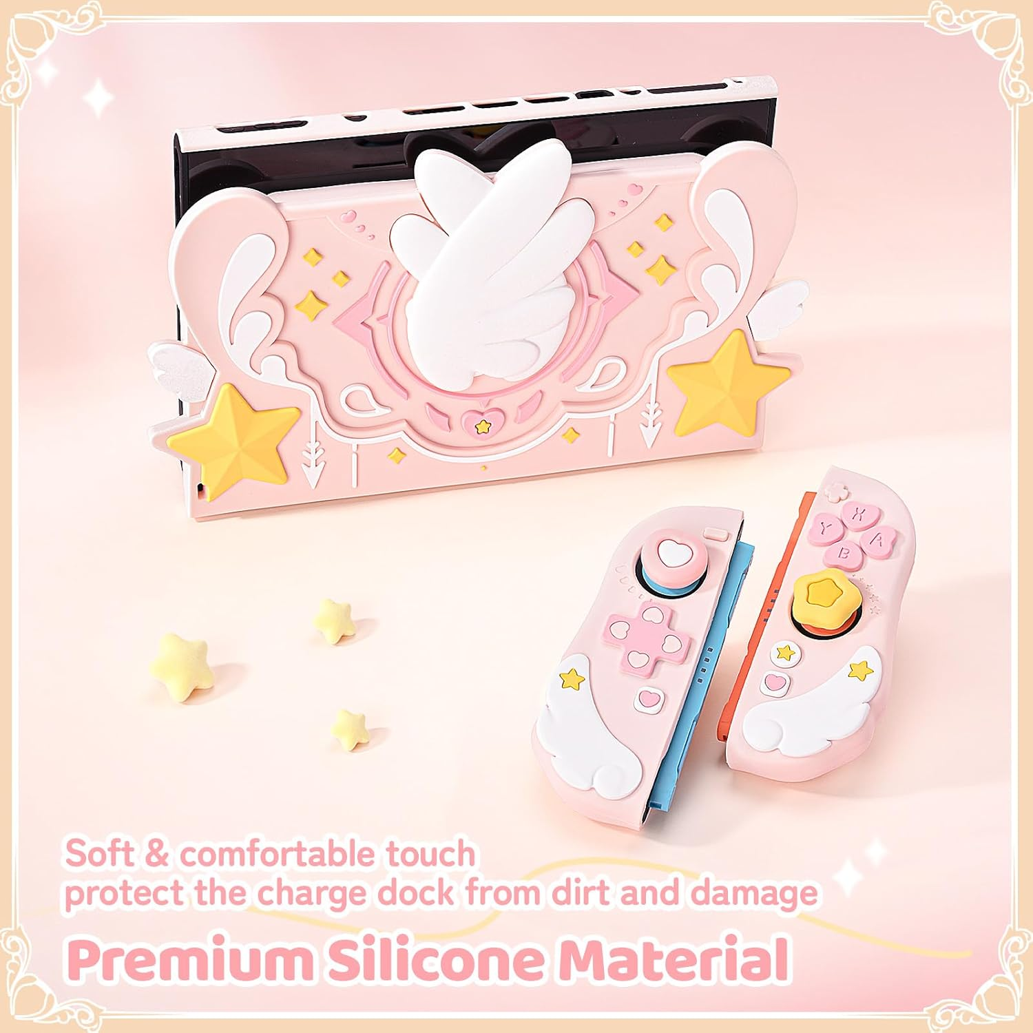 Geekshare Soft Silicone Faceplate Cover Compatible with Switch 2 Charging Dock, Star Wings Series Soft Faceplate Protector - Anti-Scratch Dock Cover with Precise Cutouts image number 1