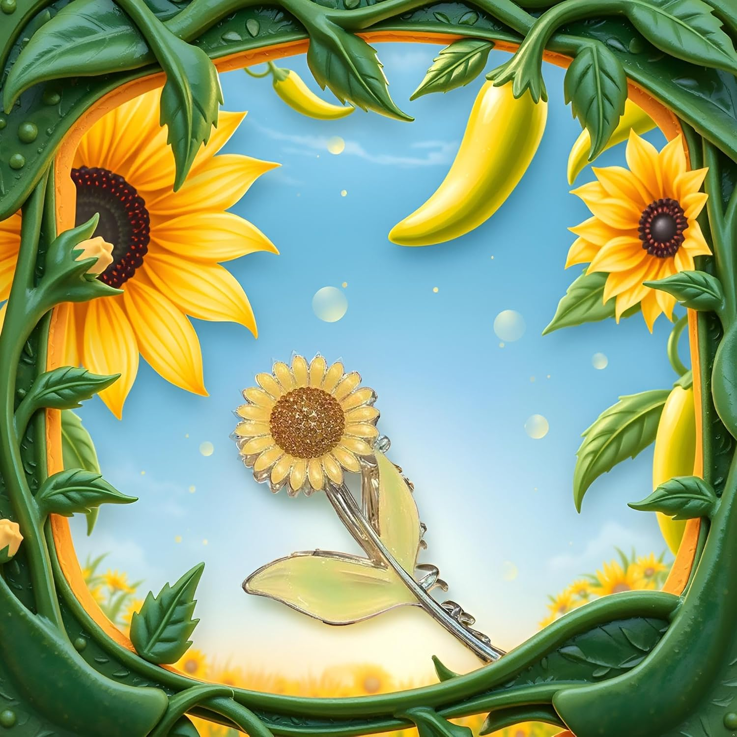 Sunflower Hair Clips Large Non-Slip Hair Clips Strong Hold Hair Accessories for Women Girls Hair Clips image number 1