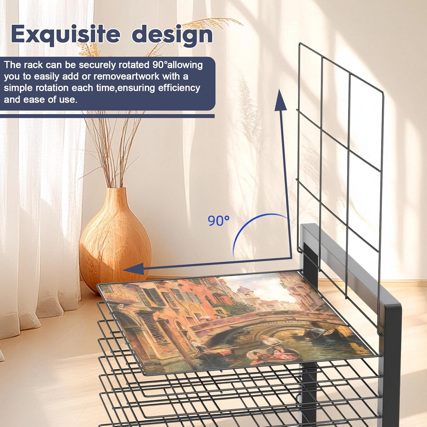 HOOMFIT Portable Art Storage Rack,Painting Drying Rack, 9 Removable Shelves Art Drying Rack with Lockable Wheels image number 4