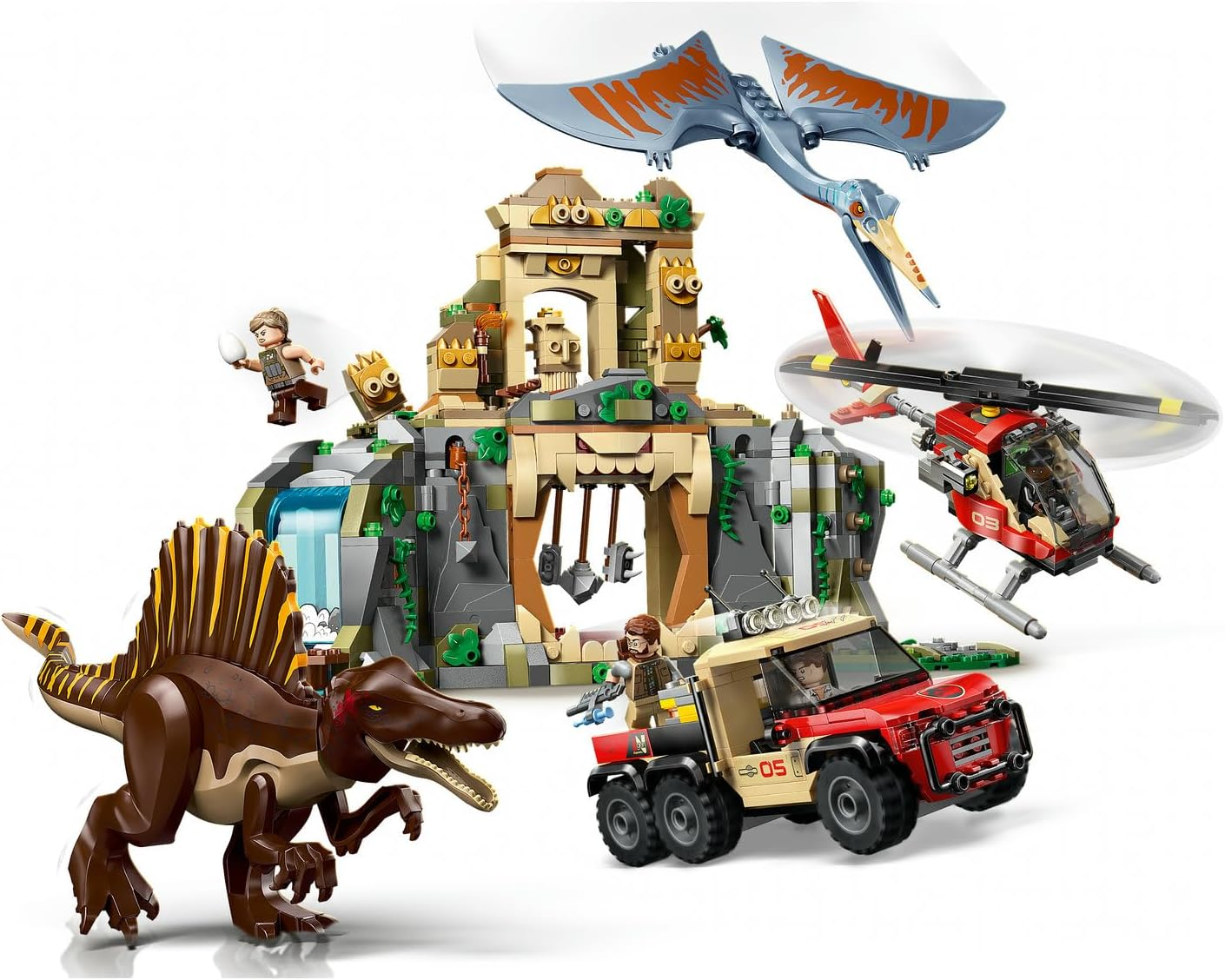 LEGO&reg; Jurassic World Spinosaurus & Quetzalcoatlus Air Mission 76976 Dinosaur Building Toys for Kids, Prehistoric Animal Figures, Interactive Toy for Boys, Girls and Movie Fans Aged 8 and Up image number 4