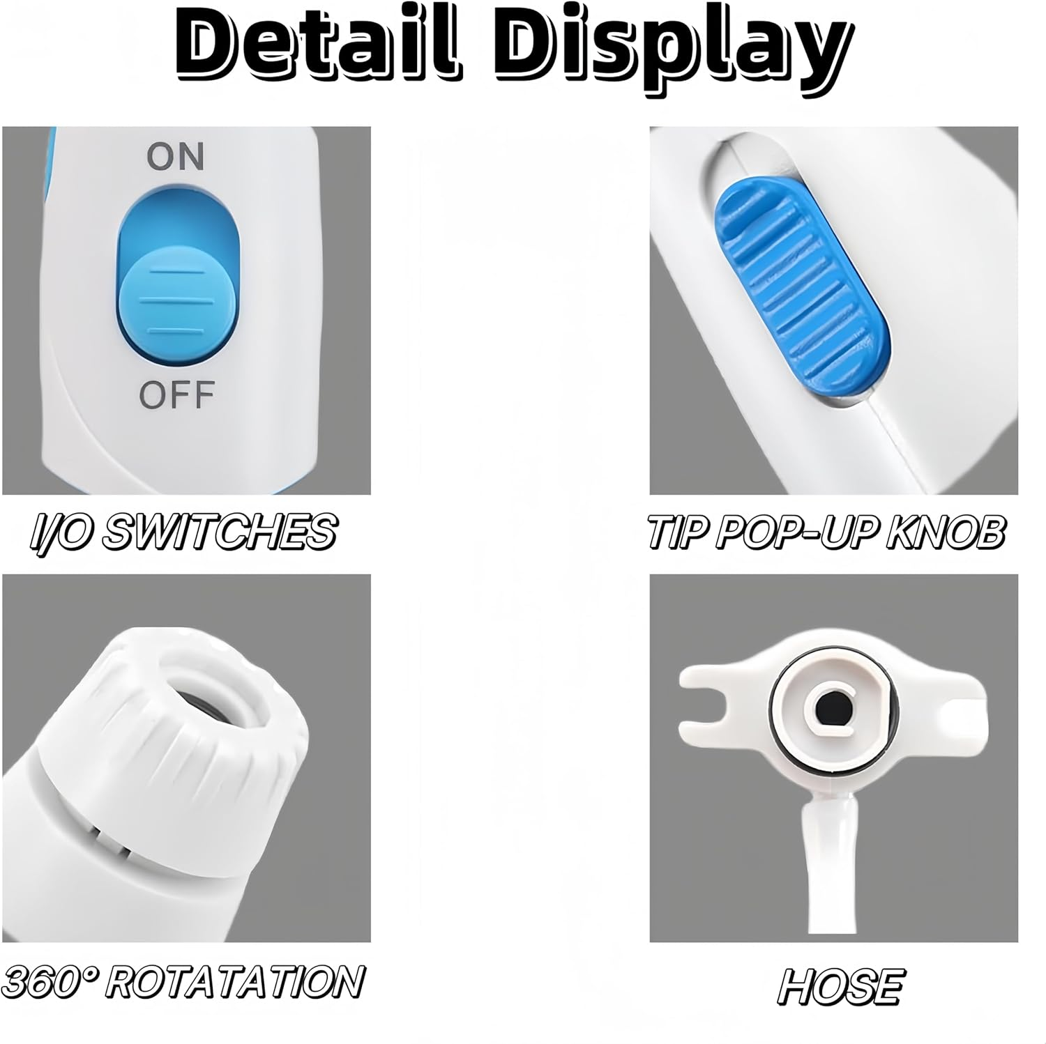 Replacement Hose and Handle Parts Compatible with Waterpik Replacement Parts - Waterpik Water Flosser WP-100 WP-300 WP-660 WP-900 Series Oral Irrigator, Oral Hygiene Accessories(Slide Switch, White) image number 5