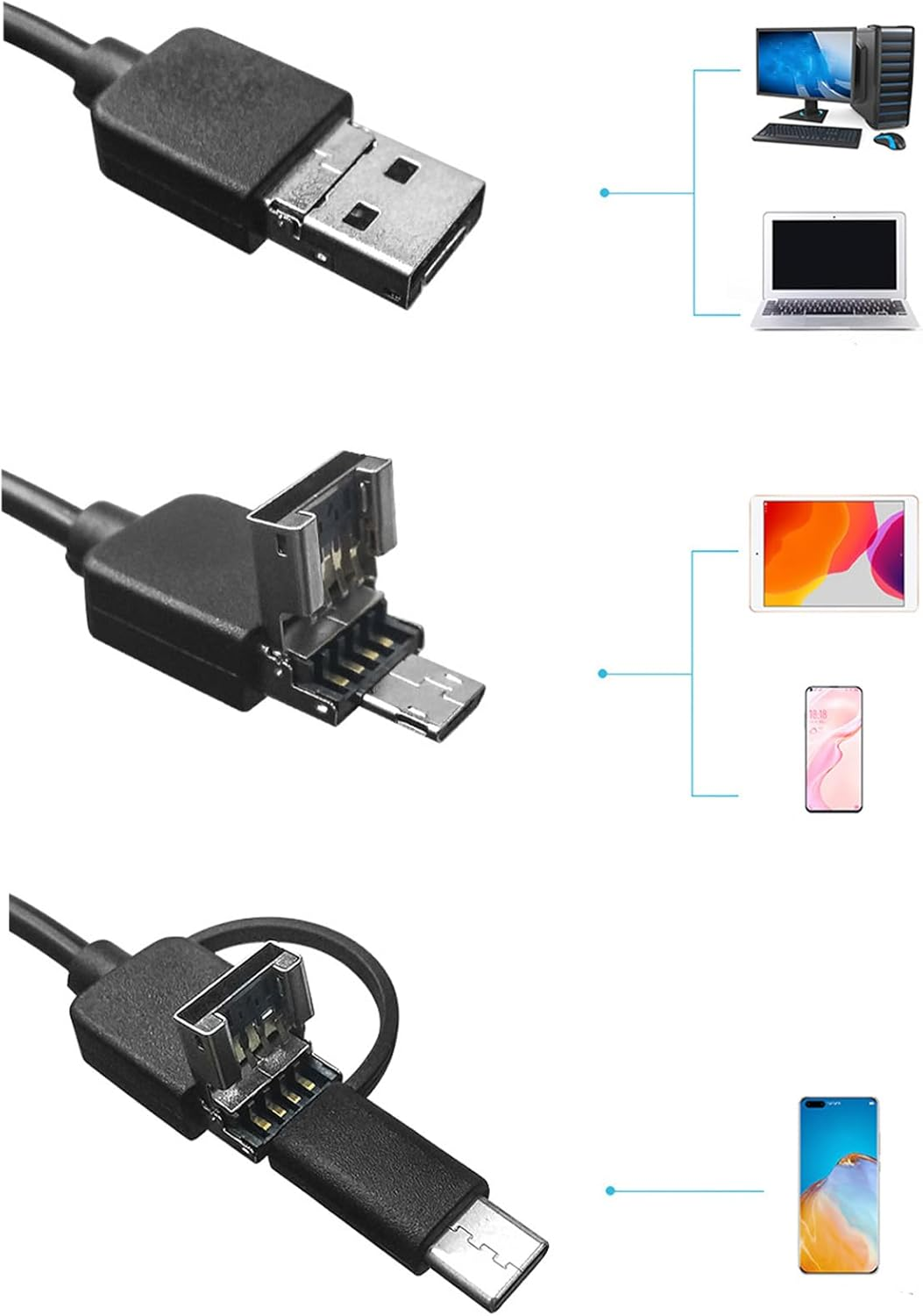 Snake Camera with Light | Endoscopio Automotriz,Ip67 Waterproof USB Borescope Inspection Tool for Plumbing Wall Sewer Industrial Equipment Home Mechanical Construction image number 6
