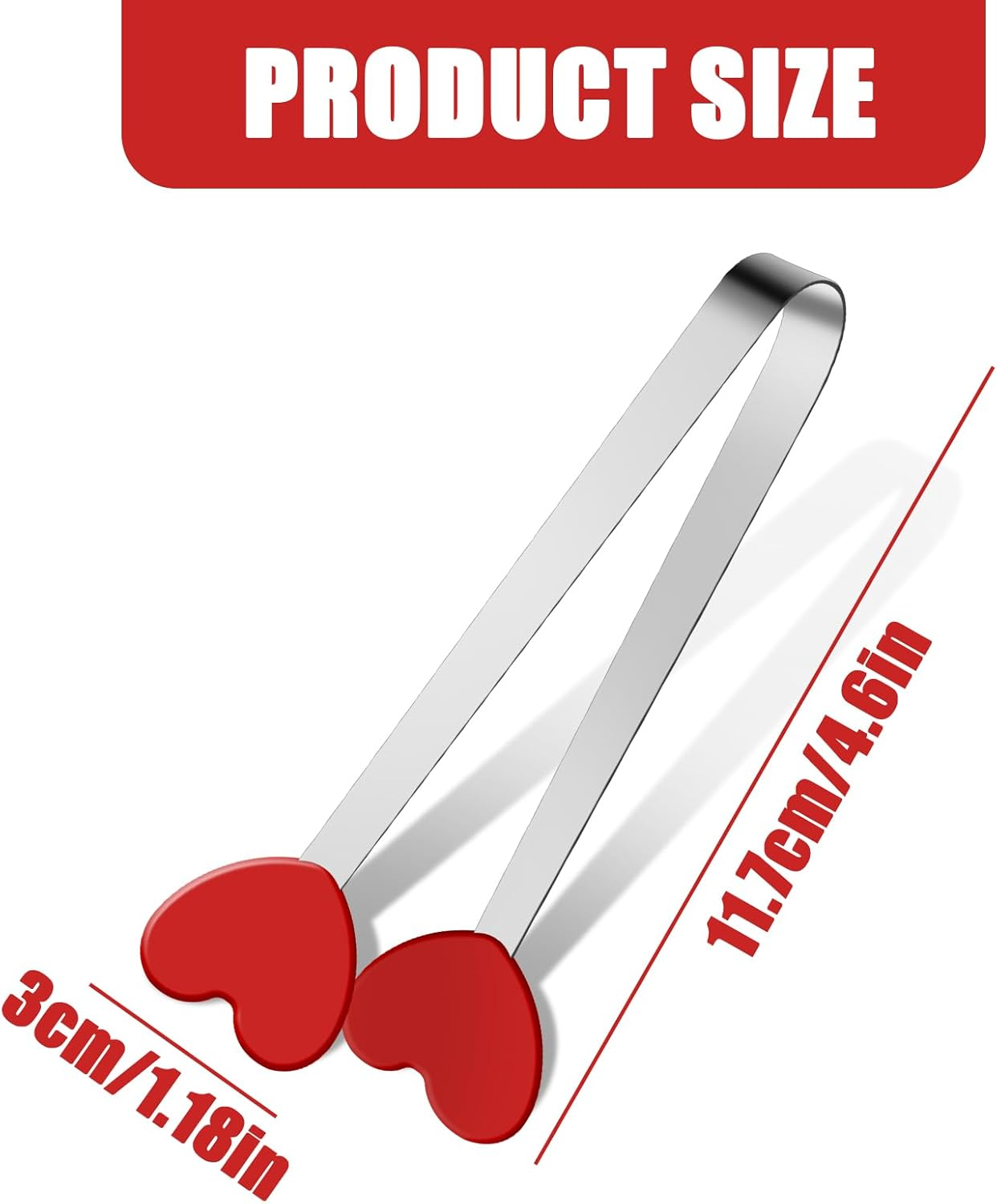 Little Serving Tongs, 4 PCS Heart Shape Kitchen Small Tongs for Ice Cube, Fruits, Sugar, Barbecue, Kitchen Gadgets (12.5Cm/4.92In) image number 4