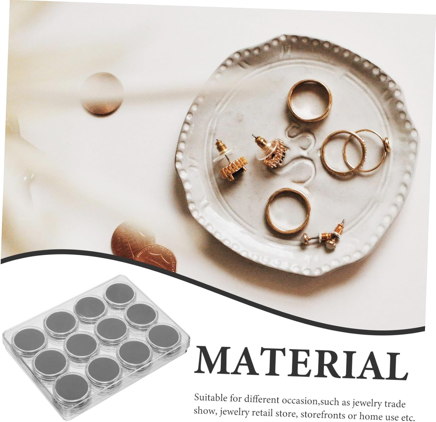 Acrylic Gemstone Display Case Lid round Storage Box for Diamonds Jewelry Organizer for Brooch Pins and Medals for Collectors and Display