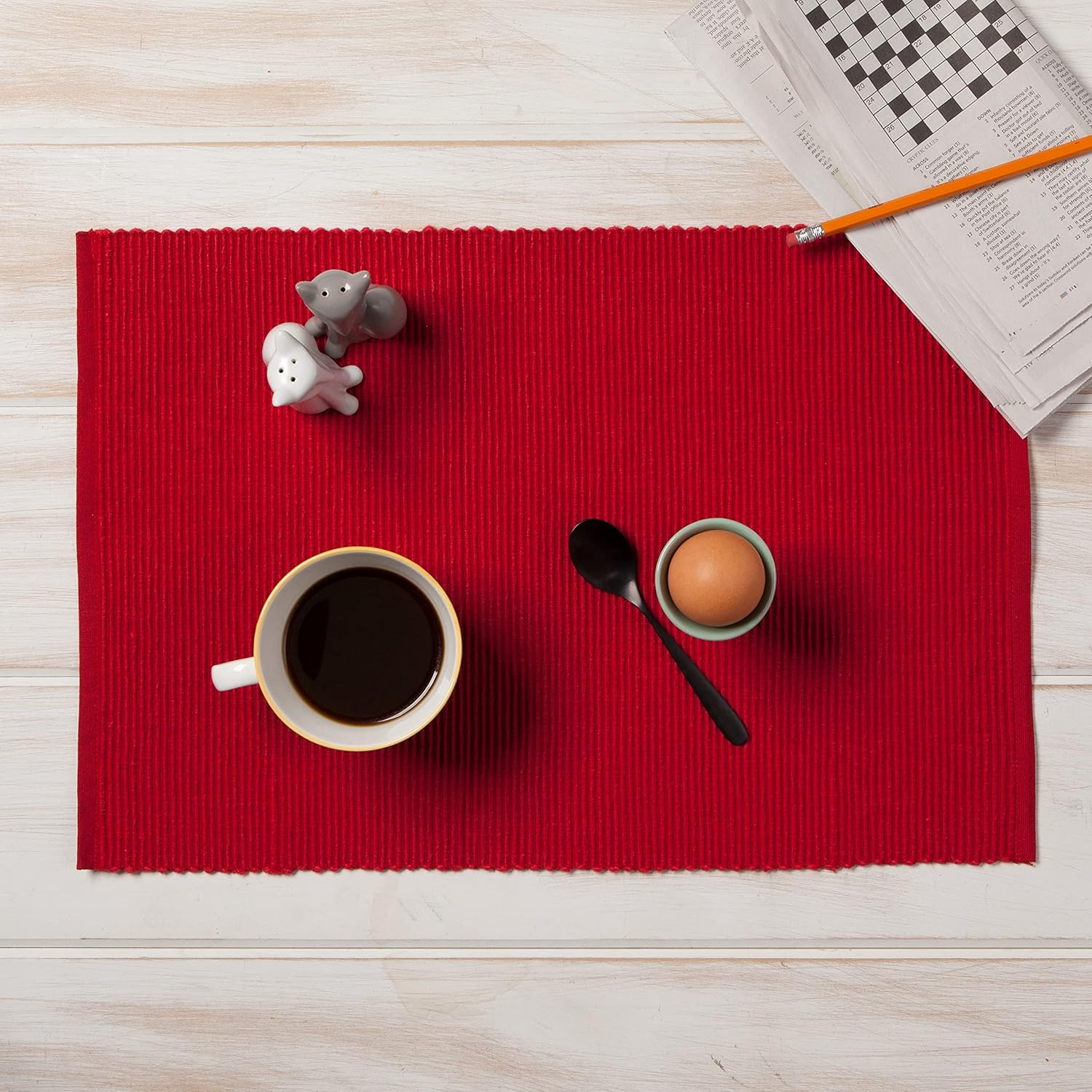 Now Designs Spectrum Placemats Ribbed Cotton, Chili Red, 19X13 Inches, Set of 4, (901495Aa) - Turquoise image number 6