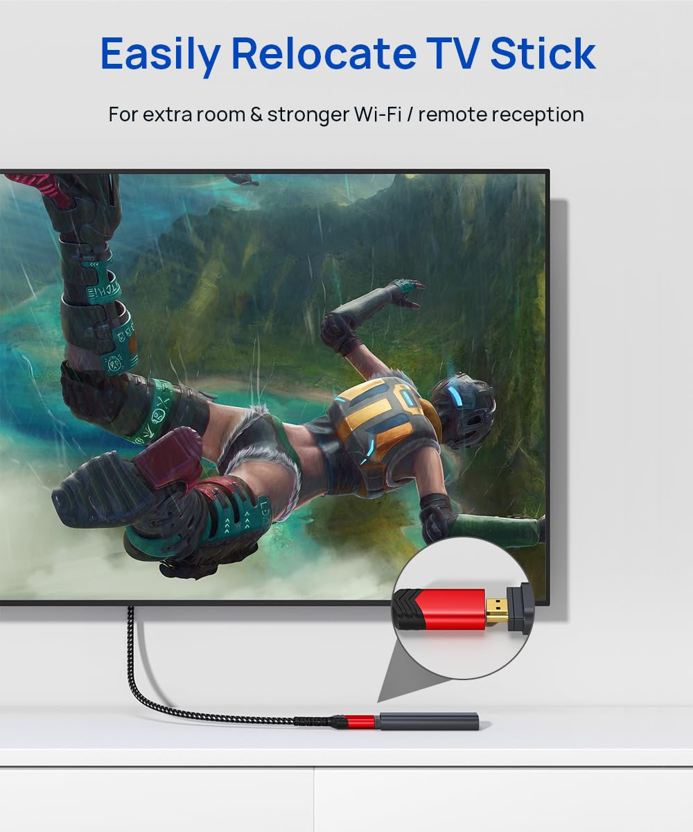 JSAUX HDMI Extension Cable 1M, 4K 60Hz High Speed HDMI Extender Cord Male to Female Adapter Connector (HDR HDCP 2.2), Compatible with Roku TV Streaming Stick, Bluray Player, HDTV, Laptop, PC - Red image number 6