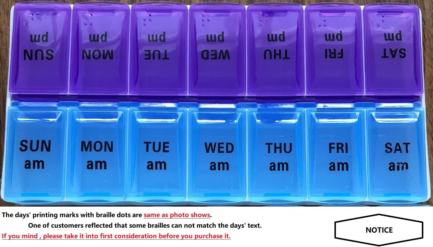 Weekly Pill Organizer Twice-A-Day, Large AM PM 7 Day Pill Box, Daily Pill Cases 2 Times a Day, One Week Pill Dispensers & Reminders, Medicine Planner for Medication, Vitamins, Fish Oil and Supplements (1 PCS) image number 2