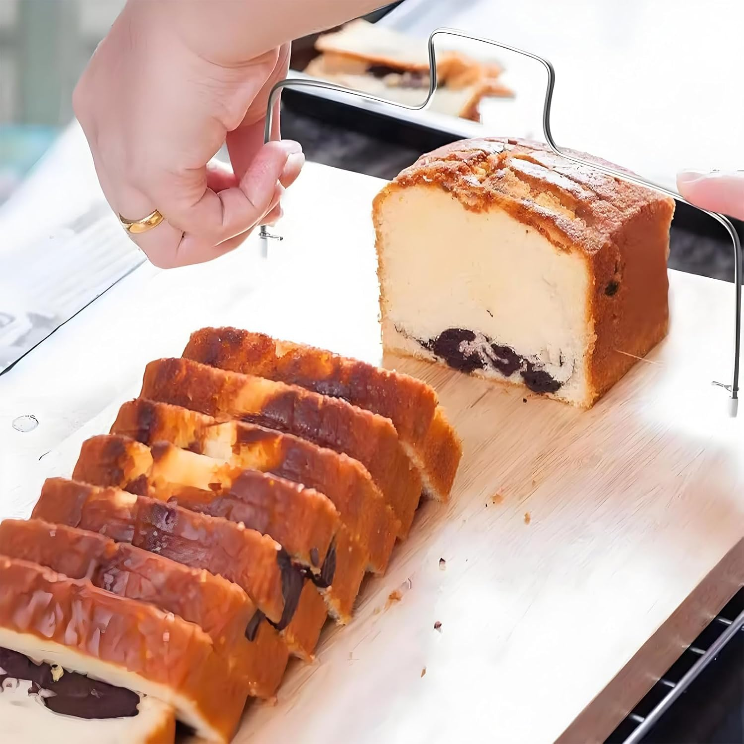 MYTOAU Set of 3 Icing Spatulas and Wire Cake Slicer,Professional Cake Angled Offset Spatula Stainless Steel Thickened Frosting Knife with Durable Plastic Handle for Cake Decorating Pastry Baking image number 3