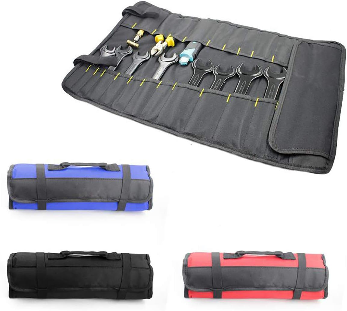 Multifunctional Small Tool Bag, 600D Oxford Canvas Tool Bag Folding Wrench Bag Tool Roll Storage Portable Tools Pouch with 22 Pockets image number 5