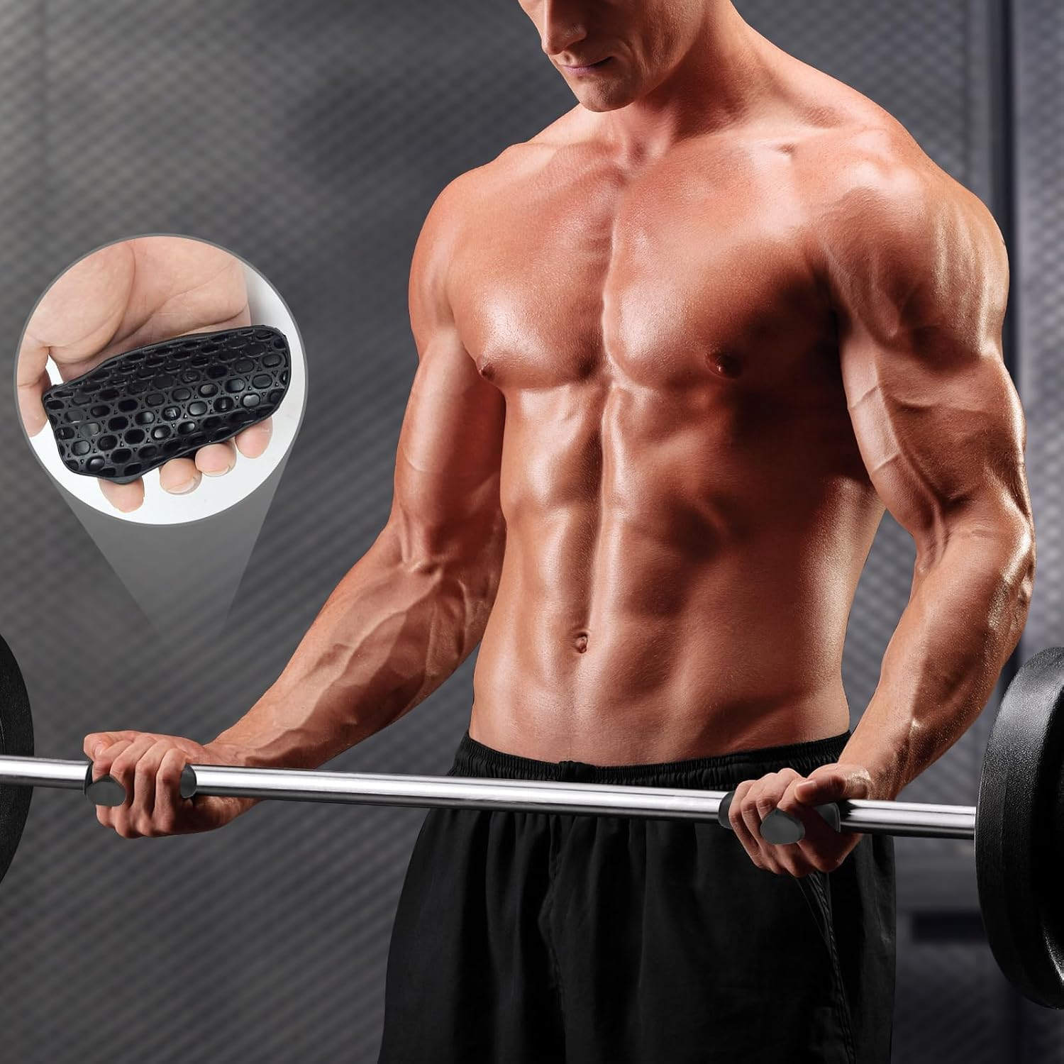 Workout Grips,Hmnxg Ergonomic Rubber Hand Protector Gloves for Weight Lifting, Pull-Ups, Gym Training and Exercise for Men Women - White image number 5