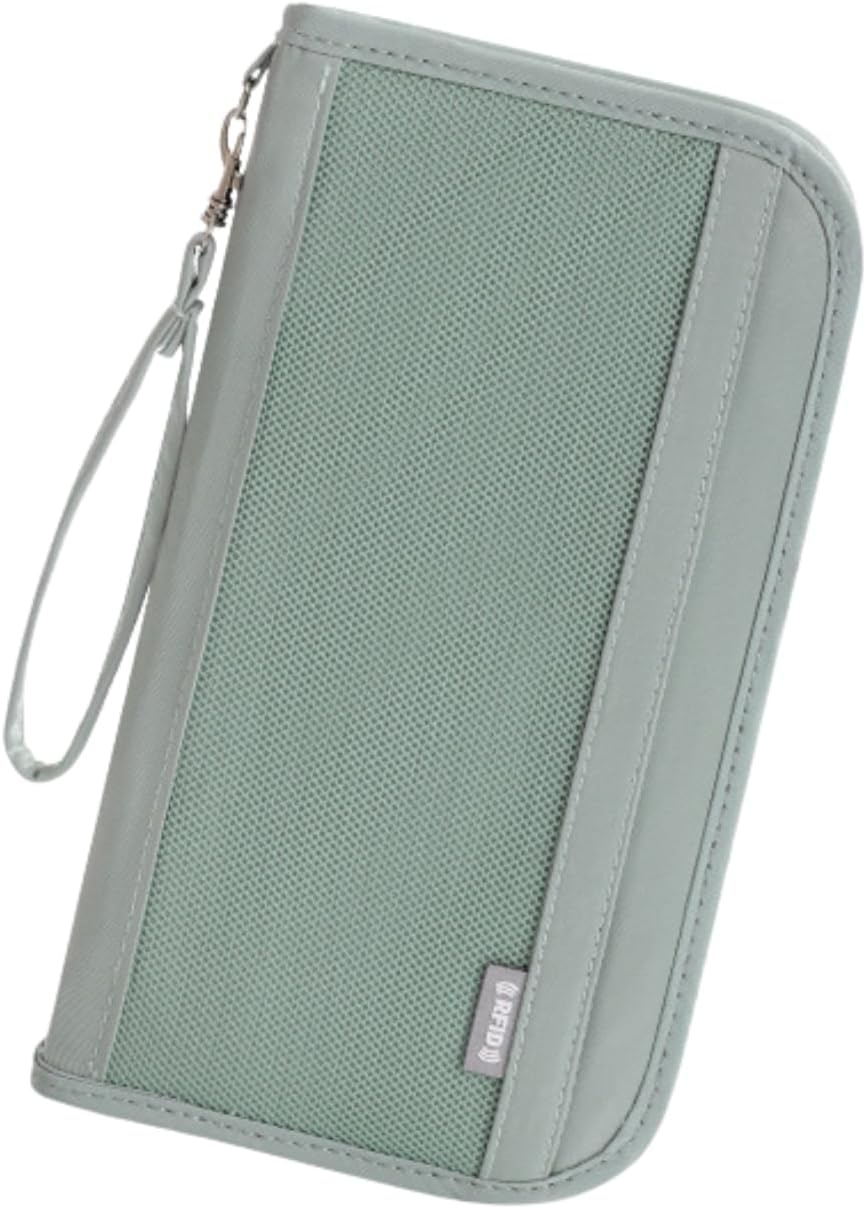 RFID Blocking Travel Passport Wallet - Secure Organizer with Detachable Strap, Water-Resistant Fabric & Multi-Compartment Design (Pink)