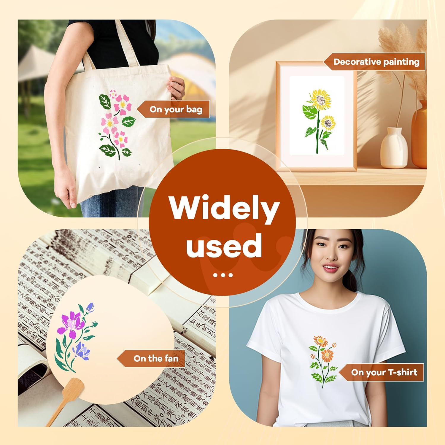 Flower Stencils for Painting,Stencils for Crafts Reusable,Diy Decoration 17Pcs image number 3