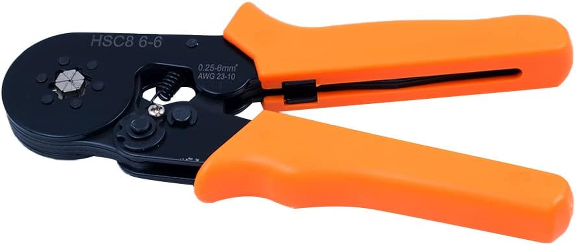 ZONADA Adjustable Ratcheting Ferrule Hexagonal Hex Crimper Pliers Tool Orange Size 0.25~6.0Mm AWG 23 &ndash; 10 image number 1