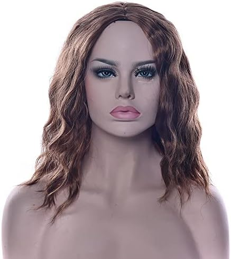 IMISSU Short Afro Curly Hair Wigs Cosplay Wig Halloween Costume Party Headwear for Women (Light Brown) - Burgundy image number 4