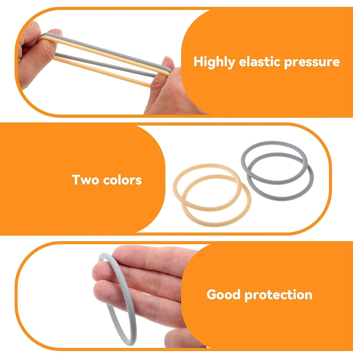 4 Pack Patella Knee Straps for Pain Relief Patella Fine Bands for Knee Pain Relief, Elastic Patellar Knee Brace Strap Fixed Knee Stabilizer Rings for Basketball Running Soccer Hiking Jumpers (Orange & Grey) image number 1