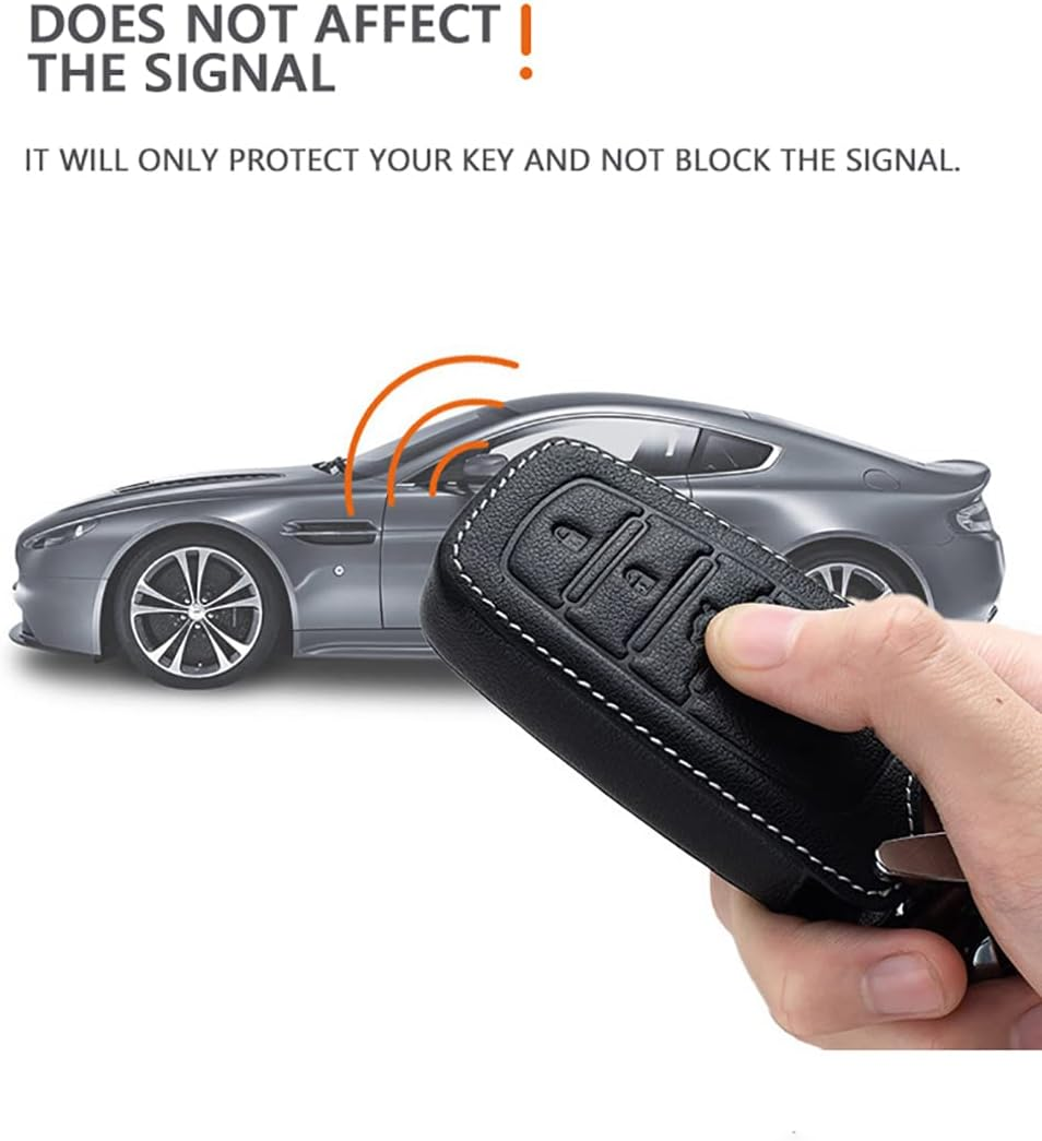 Ontto Leather Car Key Fob Cover Fit for Toyota Hilux SW4 Innova Fortuner Crown Land Cruise Accessories Key Case Key Holder Key Shell Keychain Keyring Protector 3 Buttons Black