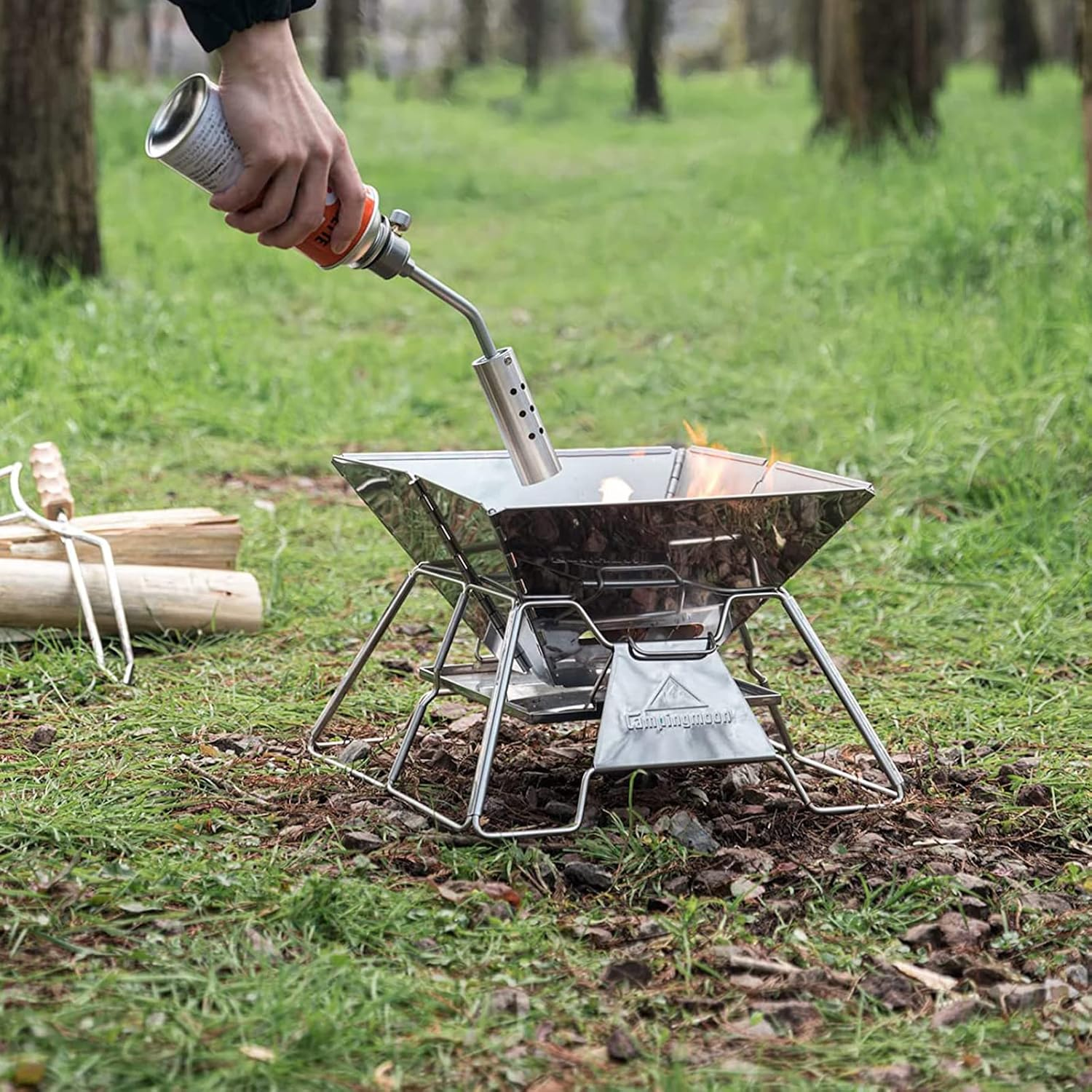 Campingmoon Butane Gas Torch High Power Kitchen Blow Torch for Cooking Flame Adjustable Gas Torch for Outdoor Charcoal Starter BBQ, Baking, Brulee