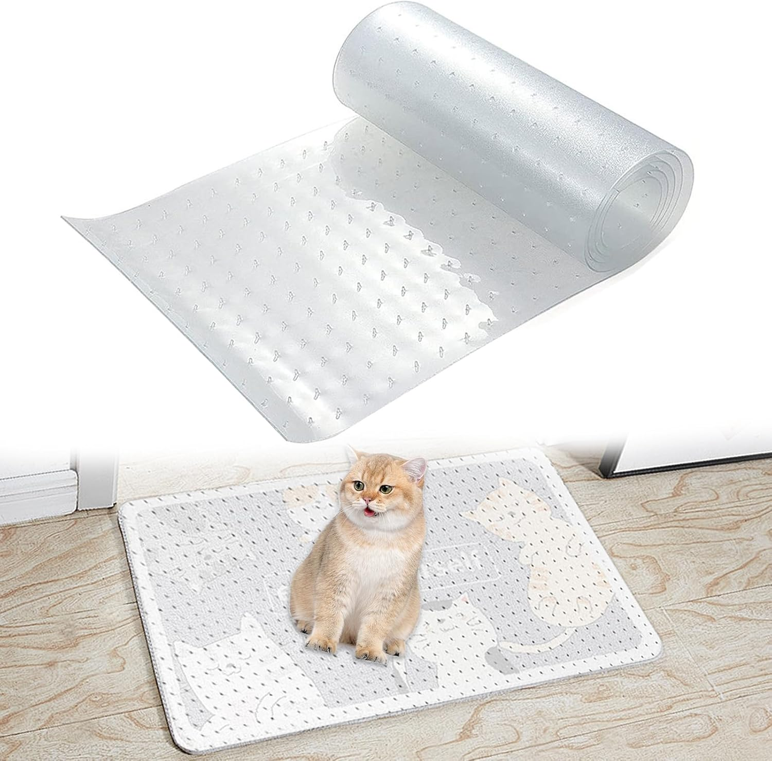 Cat Scratching Mat, Non-Slip Scratching Mat, Transparent Scratch Protection for Carpet, PVC Cat Scratching Boards Floor, Scratching Pad, Transparent Cat Scratching Mat, Cat Floor, anti Scratch image number 3