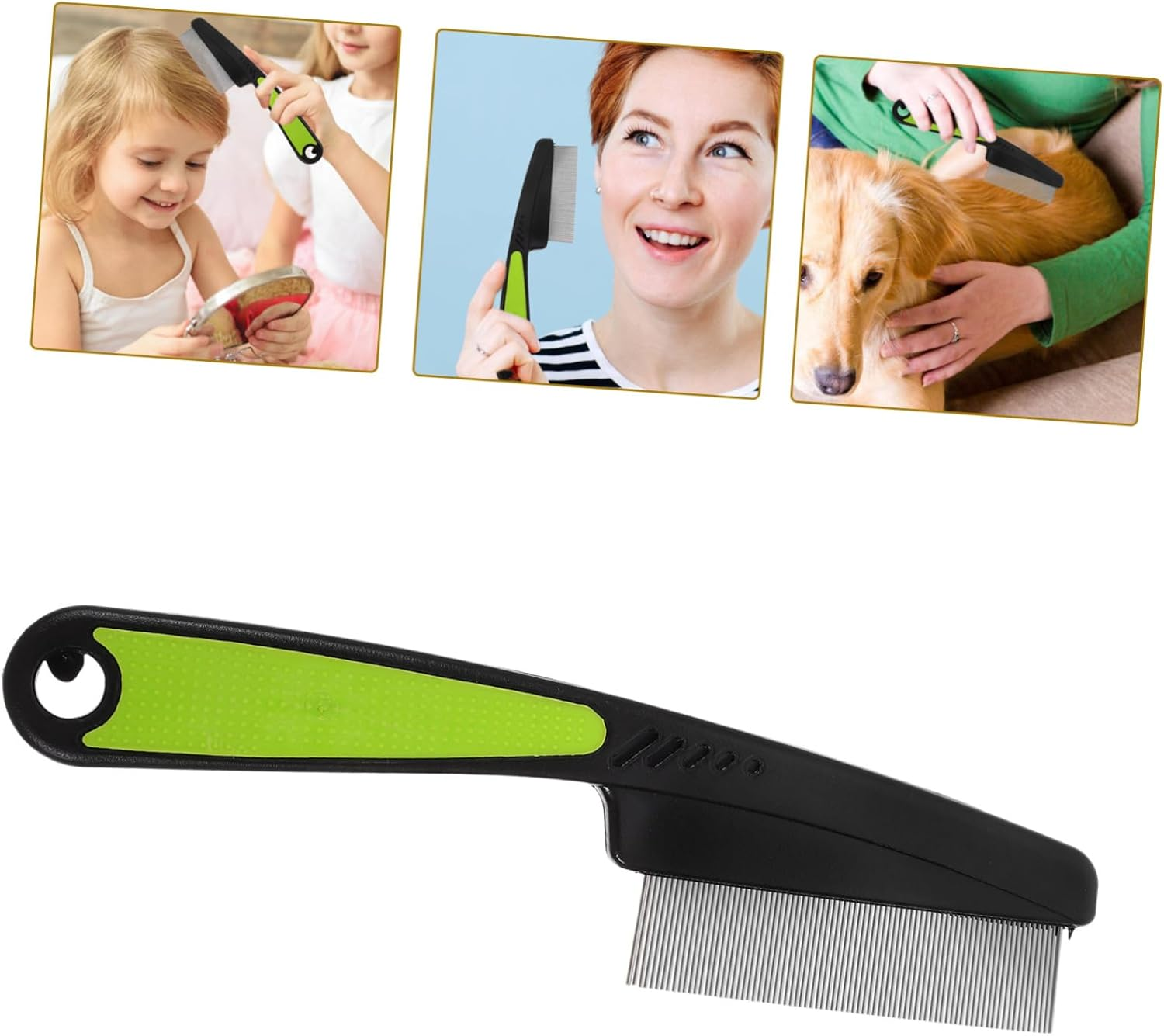 FRCOLOR Sturdy Plastic Stainless Steel Fine Tooth Hair Comb Scalp Brush for Dandruff Hair Combs Ergonomic Handle image number 2