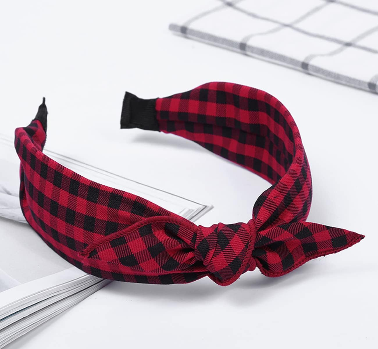 Plaid Bow Headbands for Women Christmas Bandana Headband Tartan Headband Rabbit Ear Cute Holiday Headbands Hair Accessories