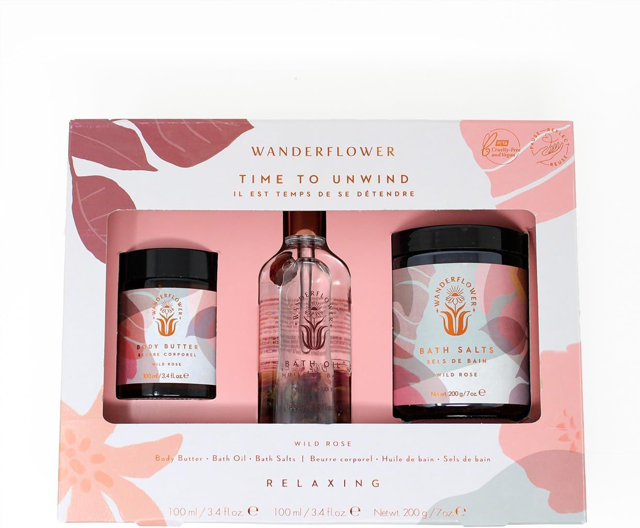 Time to Unwind Wild Rose Relaxing Bath Gift Set Wanderflower image number 1