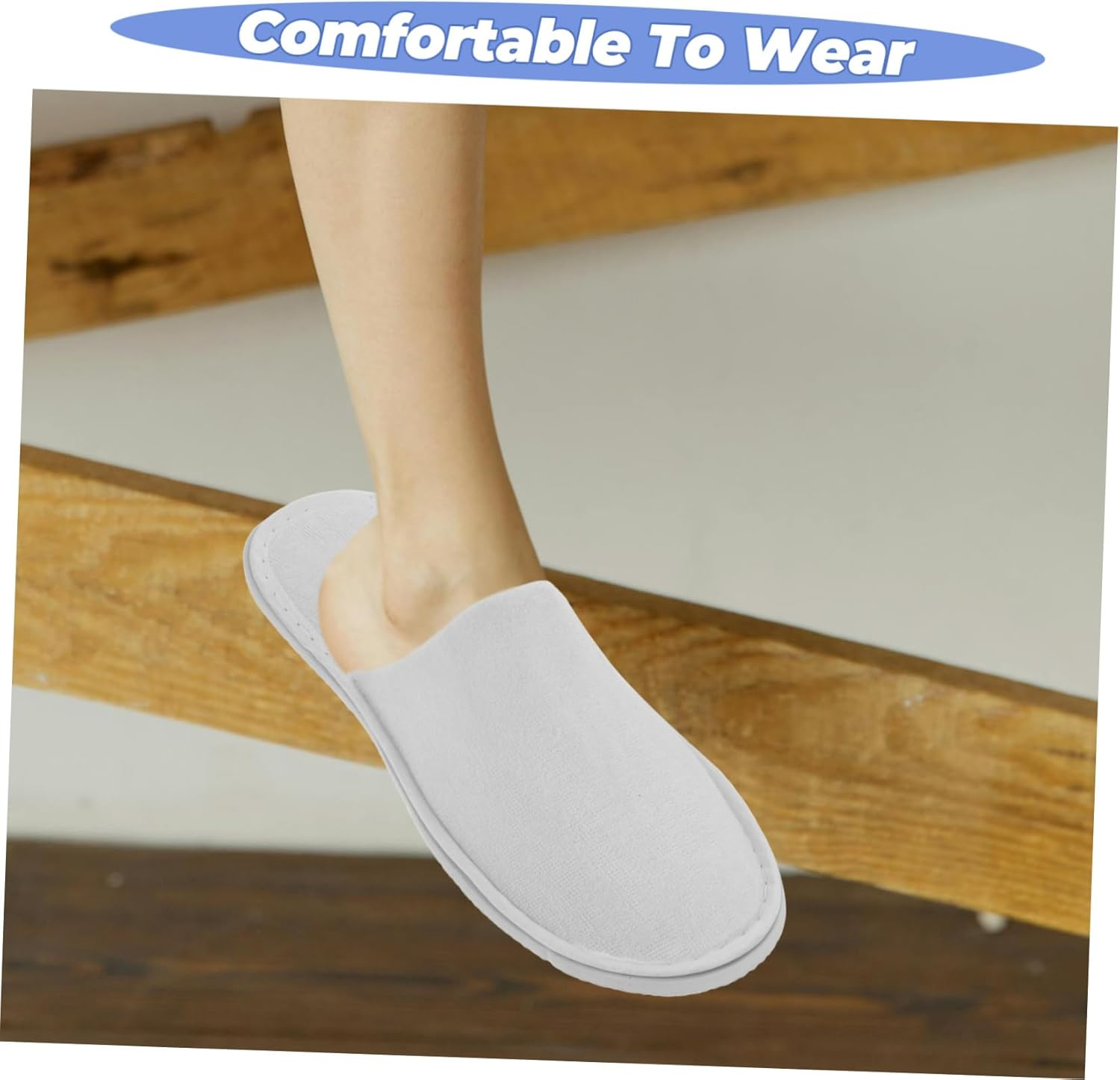KONTONTY 5Pairs Hotel Slippers Disposable Spa Slippers for Women Men Guest Travel Nonskid Folding Indoor image number 3