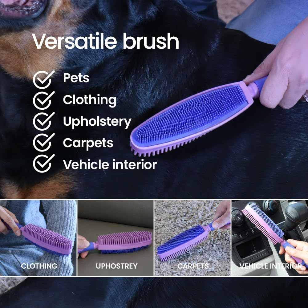 White Magic Pet Hair Brush Duo &ndash; Dual-Sided Bristles for Pet Fur, Lint & Dust Removal, Natural Rubber, Eco-Friendly, Multi-Surface Cleaner for Furniture, Clothing, Cars, & More, 27X5X5Cm image number 3