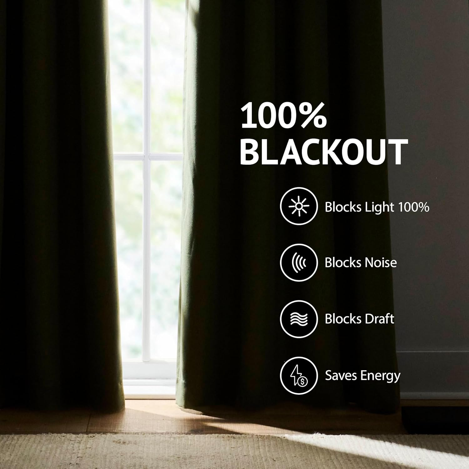 MARTHA STEWART Ticking Stripe Blackout Lining Rod Pocket/Back Tab Window Curtain Panel Pair, 84", White/Indigo image number 4