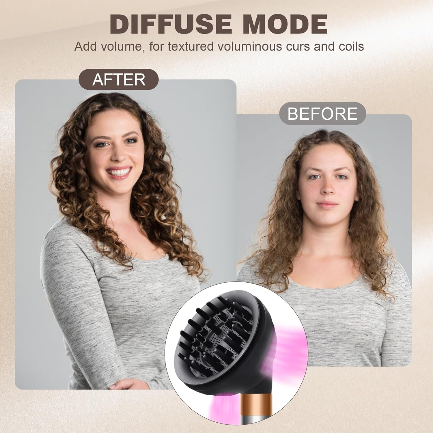 GENCAM Wave and Curl Diffuser Attachment Compatible with Dyson Airwrap Style, Airwrap Curl-Defining Diffuser Compatible with Dyson for Wavy, Curly, and Coily Hair, Enhance Natural Curls image number 1