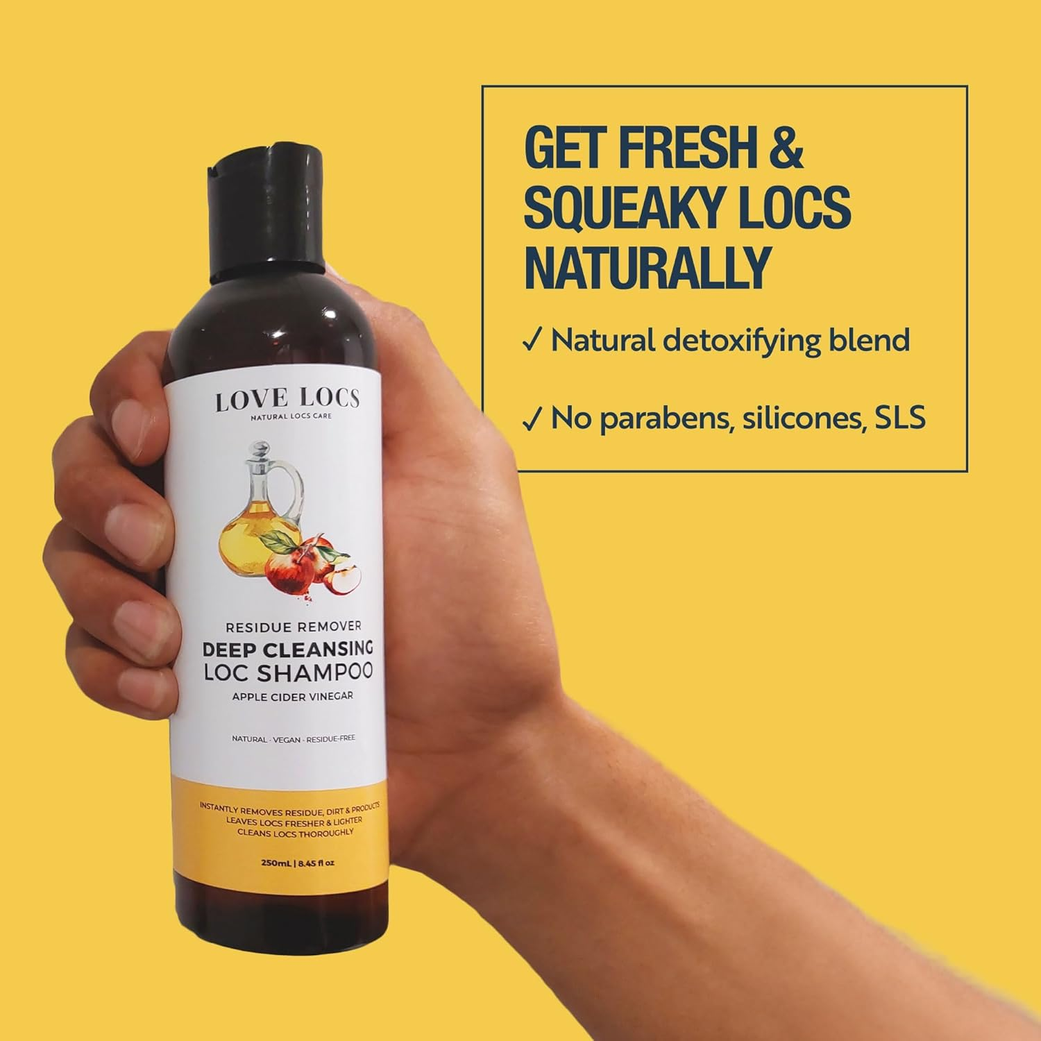 Love Locs Apple Cider Vinegar Deep Cleansing Dreadlock Shampoo | Clarifying Cleanser for Build up | Residue Remover | ACV Loc Shampoo | Hair Detox | Natural | Vegan | Residue Free image number 2