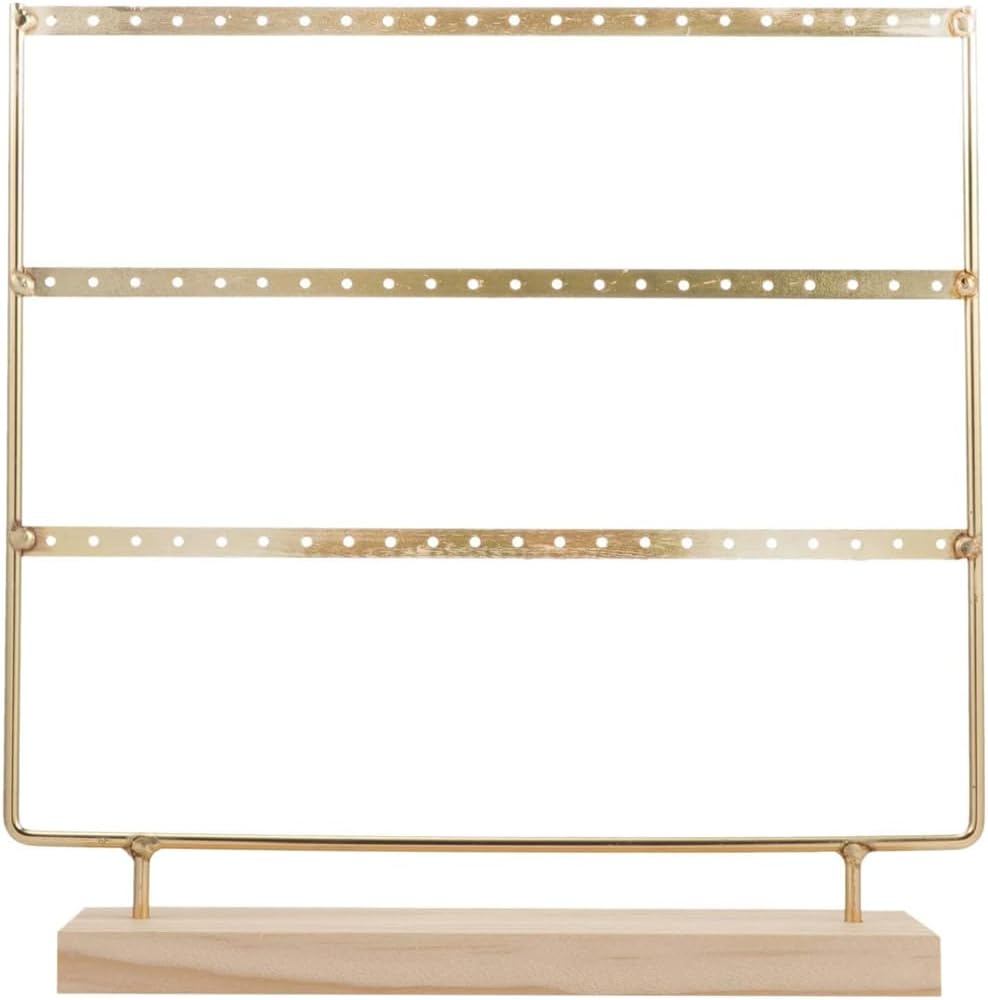 Earring Holder Jewelry Display Stands, 3-Tier 72 Holes Earring Organizer Stand Jewelry Holder Organizer Wooden Base Women'S Jewelry Tower Home and Office Decor for Hanging Earrings (Black)