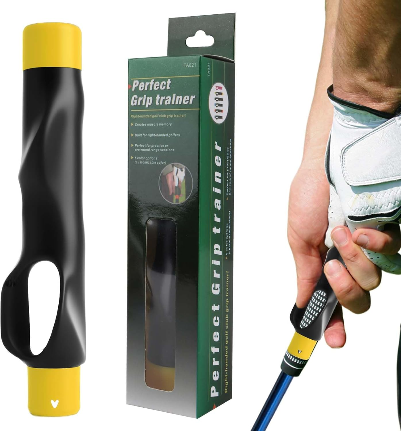 Bushhaven Golf Grip Trainer, Yellow Professional Golf Training Aid for Indoor & Outdoor Practice, Ideal Golf Club Attachment for Beginners & Advanced Players to Correct Hand Positioning image number 2