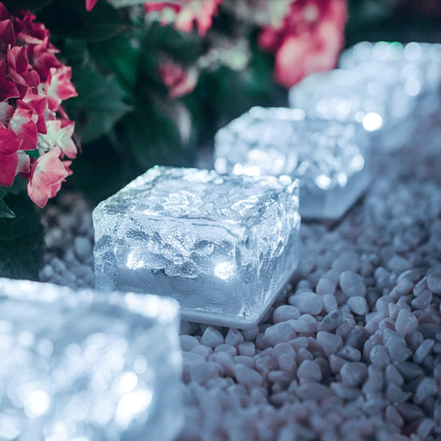 MEDOYOH 2PCS Cool White Light Solar Light PVC Brick, 10X10Cm Solar Ground Light On/Off Ponds Lights Outdoor Garden Ornaments image number 5