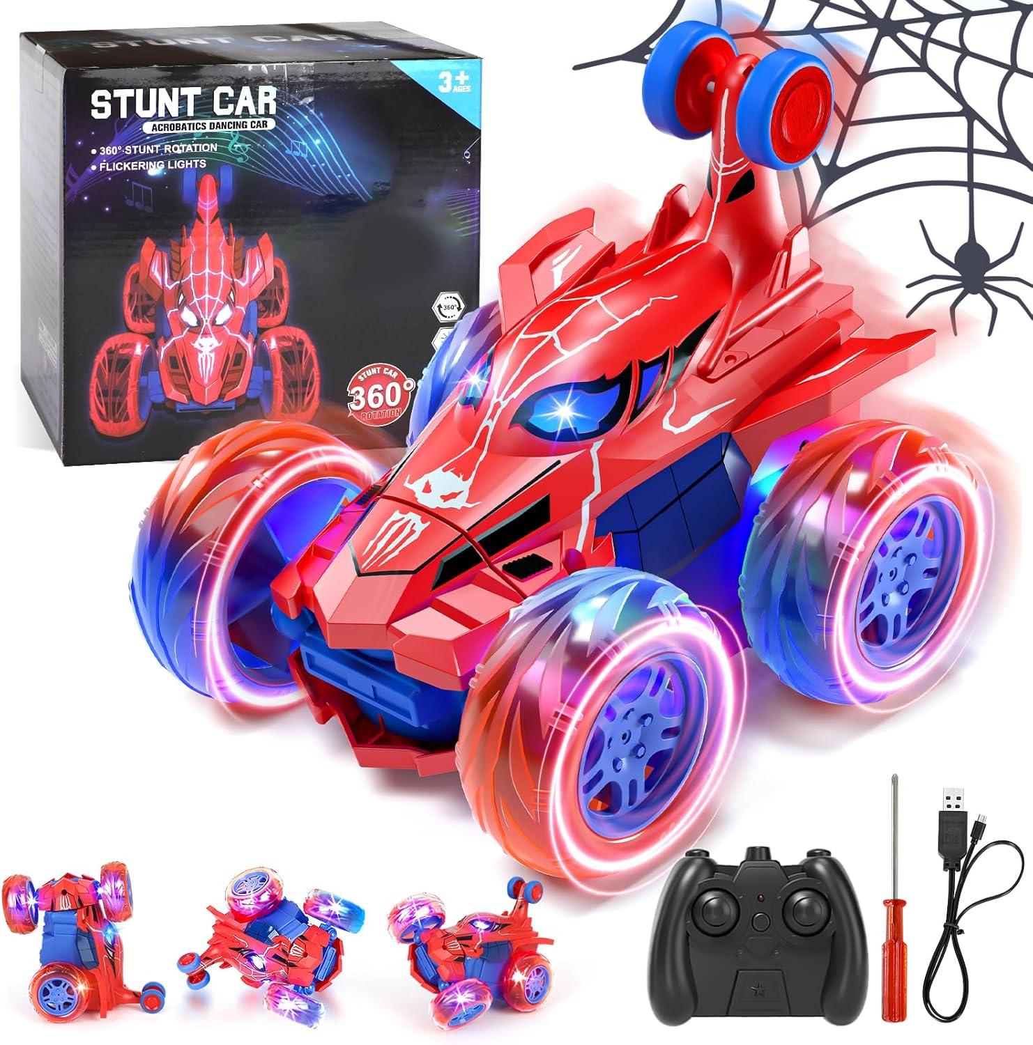 Lehoo Castle Remote Control Car, Kids Toys RC Stunt Car, 360&deg;Rotating RC Cars with Headlights, Boys Toys Rechargeable Toy for 3 4 5 Year Old Boy Toy image number 1