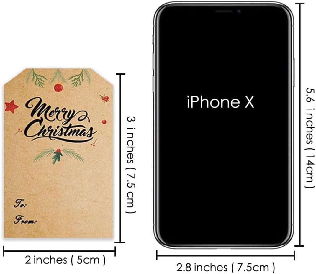 300Pcs Christmas Stickers,2 * 3 Inch Adhesive Kraft Labels Self Adhesive Gift Tags,Writable Christmas Stickers Label Tags for Gift Wrapping,Decoration,Greeting Cards image number 1