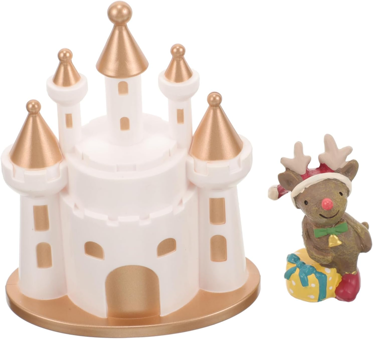 2Pcs Christmas Elk Castle Display Decor for Home and Garden Festive Xmas Adornments for Living Room Bedroom and Holiday Celebrations Material image number 5