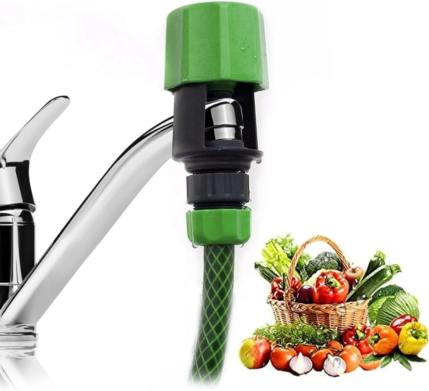 Mixer Tap Hose Connector, Kitchen Garden Tap Hose Pipe Snap Connector Adaptor Tool with Adjustable Washers, Indoor Outdoor Fitting Kitchen Bath Mixer Taps Garden Hoses Pipe Connectors Adapter image number 4