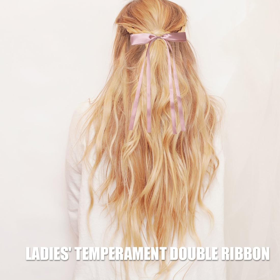 Weddhuis 6 Pieces Hair Bow for Women Hair Clip Hair Band Ponytail Holder Metal Clips Silky Satin Hair Bows