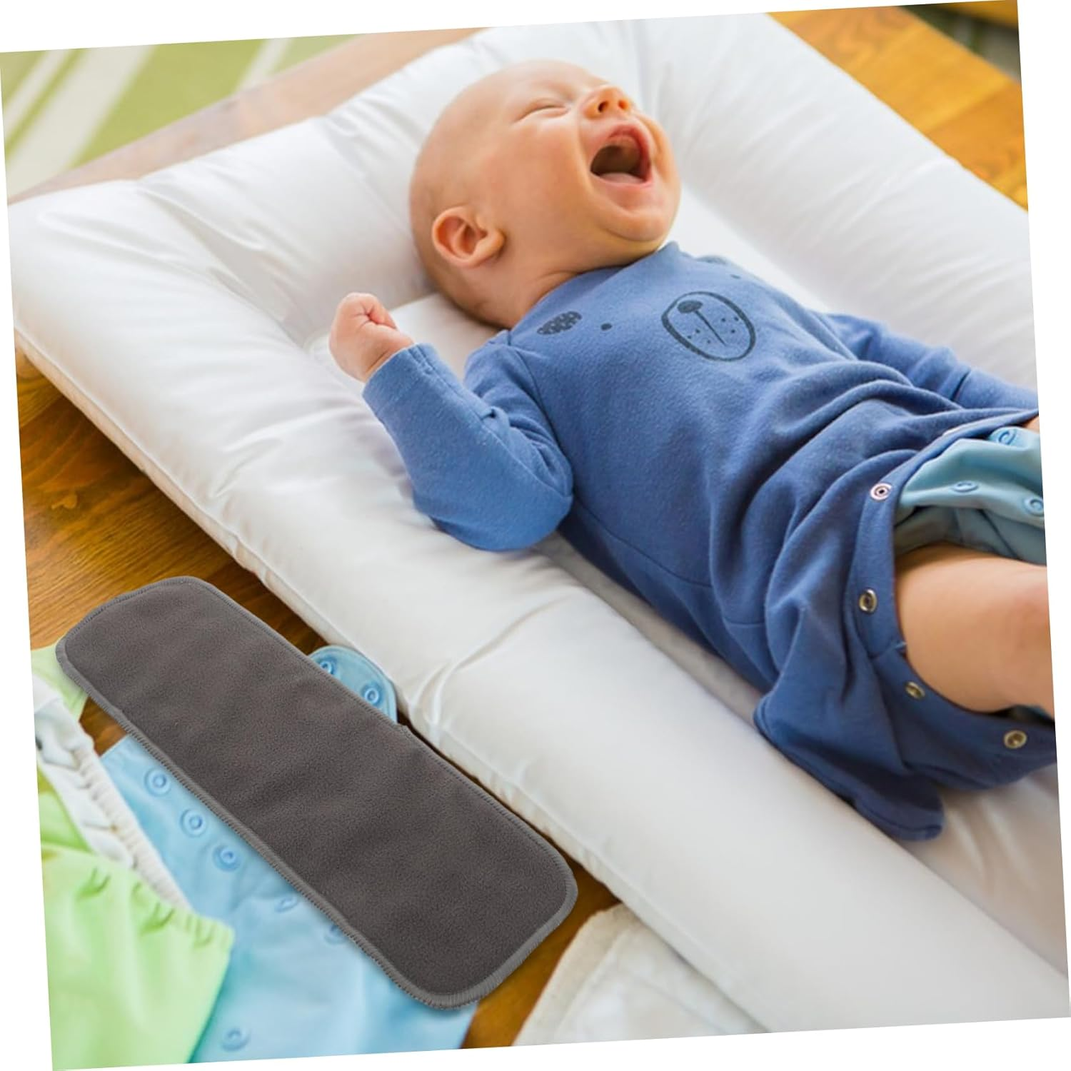 10Pcs Reusable Bamboo Charcoal Diaper Pads Absorbent Breathable Pee Inserts for Newborns Washable Odor Neutralizing Comfortable Moisture Absorbing Travel Use image number 2