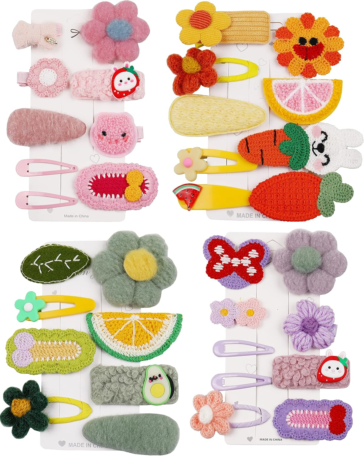 56PCS Toddler Hair Accessories Set: Colorful Rainbow Barrettes, Pins, Candy Fruits, Butterflies for Kids' Stylish Hairstyles