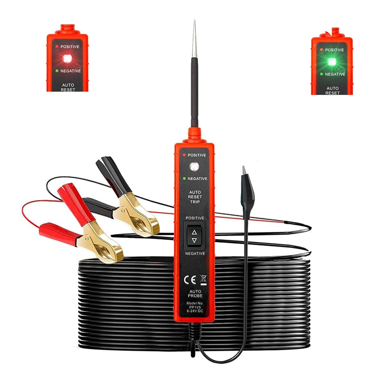 Car Power Circuit Probe Tester, 6-24V DC Short Circuit Tester Component Activation Electrical Polarity Identify Continuity Tester with LED Light, Buzzer Warning,13Ft Long Test Lead image number 6