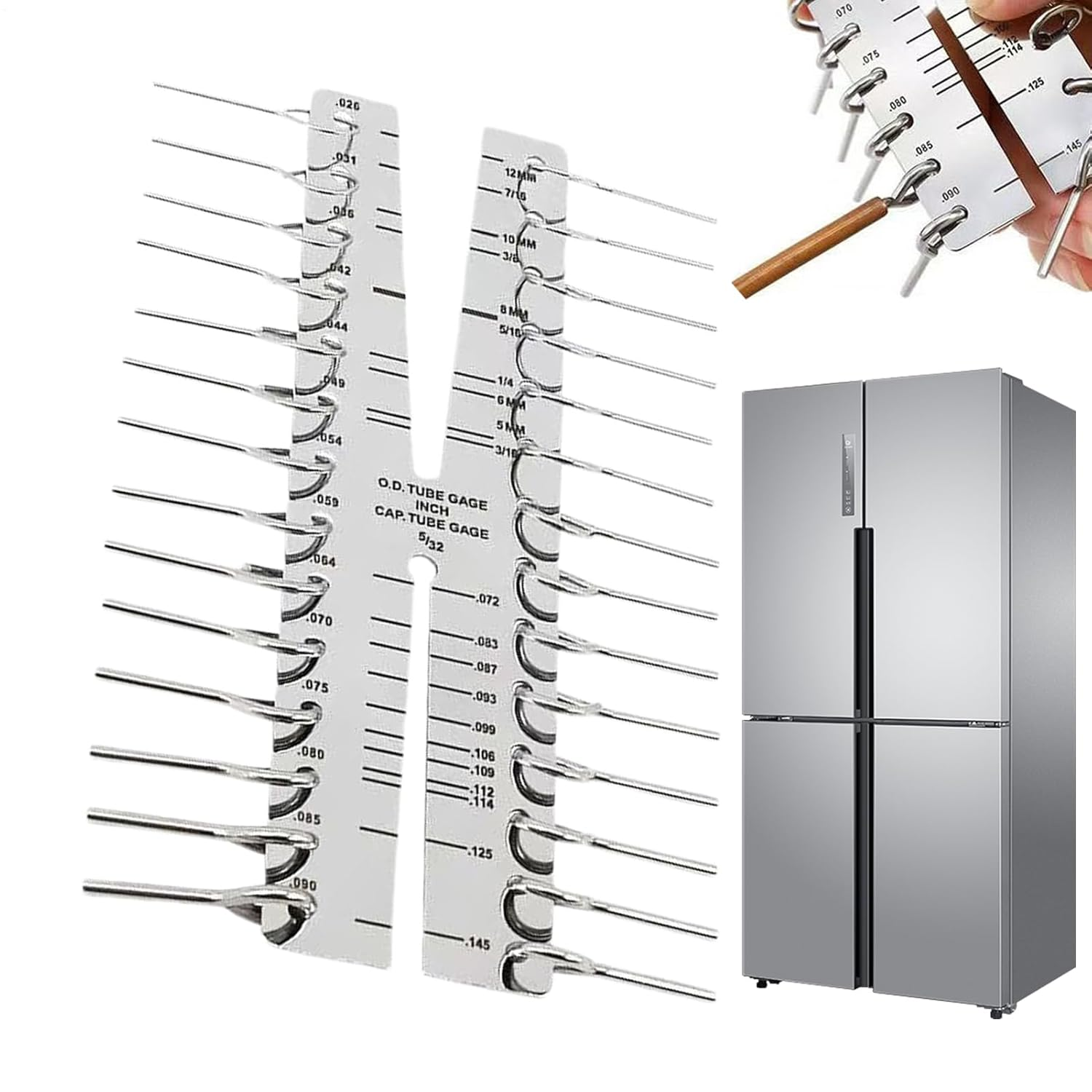 Cap Tube Gauge | Metric Imperial Stainless Steel | Double Marked Cap Copper Tube Gauge | for Hydraulic Industrial Machinery Refrigeration Unit HVAC Engineer Mechanic